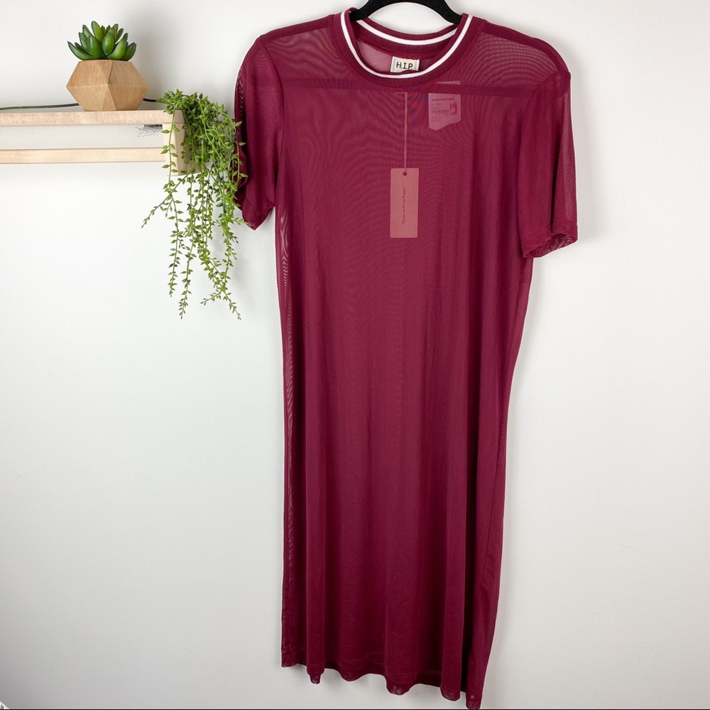 H.I.P mesh short sleeve dress size‎ small cranberry